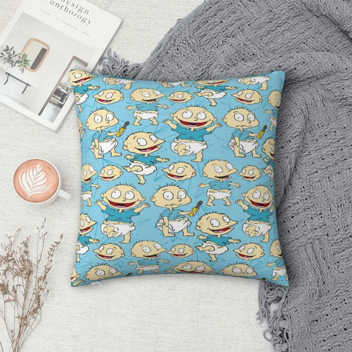 Rugrat Pile Up Anime Kids Pillowcases Merch Printed Polyester Cushion Cover Decorative Throw Pillow Case Living Room