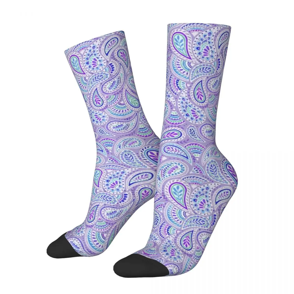 

All Seasons Crew Stockings Purple Paisley Socks Harajuku Crazy Hip Hop Long Socks Accessories for Men Women Birthday Present