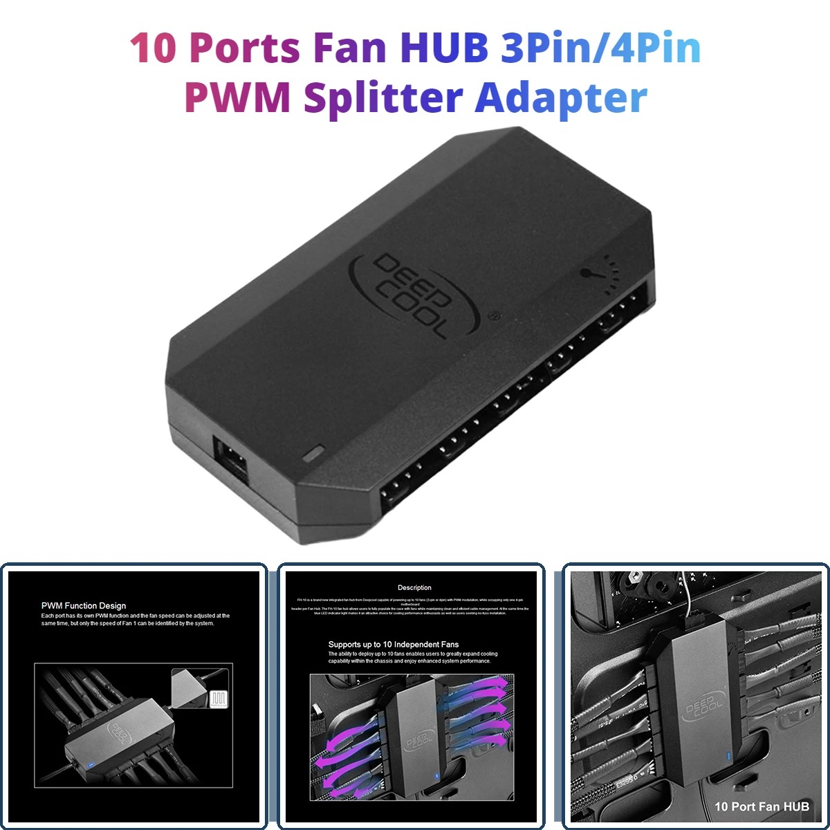 

Адаптер-разветвитель с 10 портами, 3Pin/4Pin