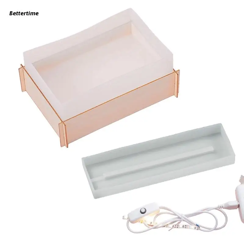 

B36D Light Base Mold Rectangular Silicone Mold Kit Include USB Cable for DIY LED Lamp Ornaments Home Decoration Resin Crafts