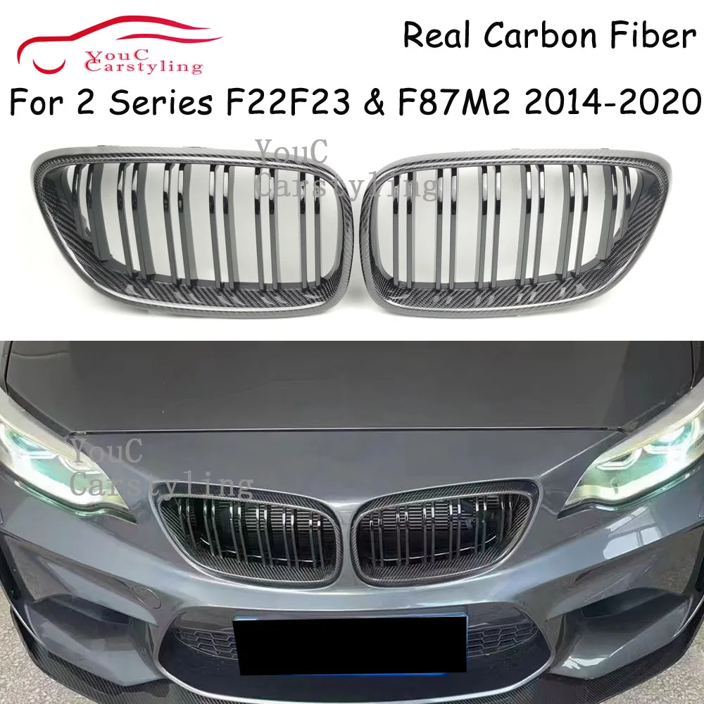

Передний бампер из настоящего углеродного волокна F22, сменная решетка для почек для BMW 2 серии F22 F23 F87 M2 220i 228i M235i M240i 2014-2020