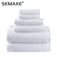 SEMAXE Luxury Bath Towel Set 2 Large Bath Towels 2 Hand Towels 2 Face towels Cotton Highly Absorbent Bathroom Towels White