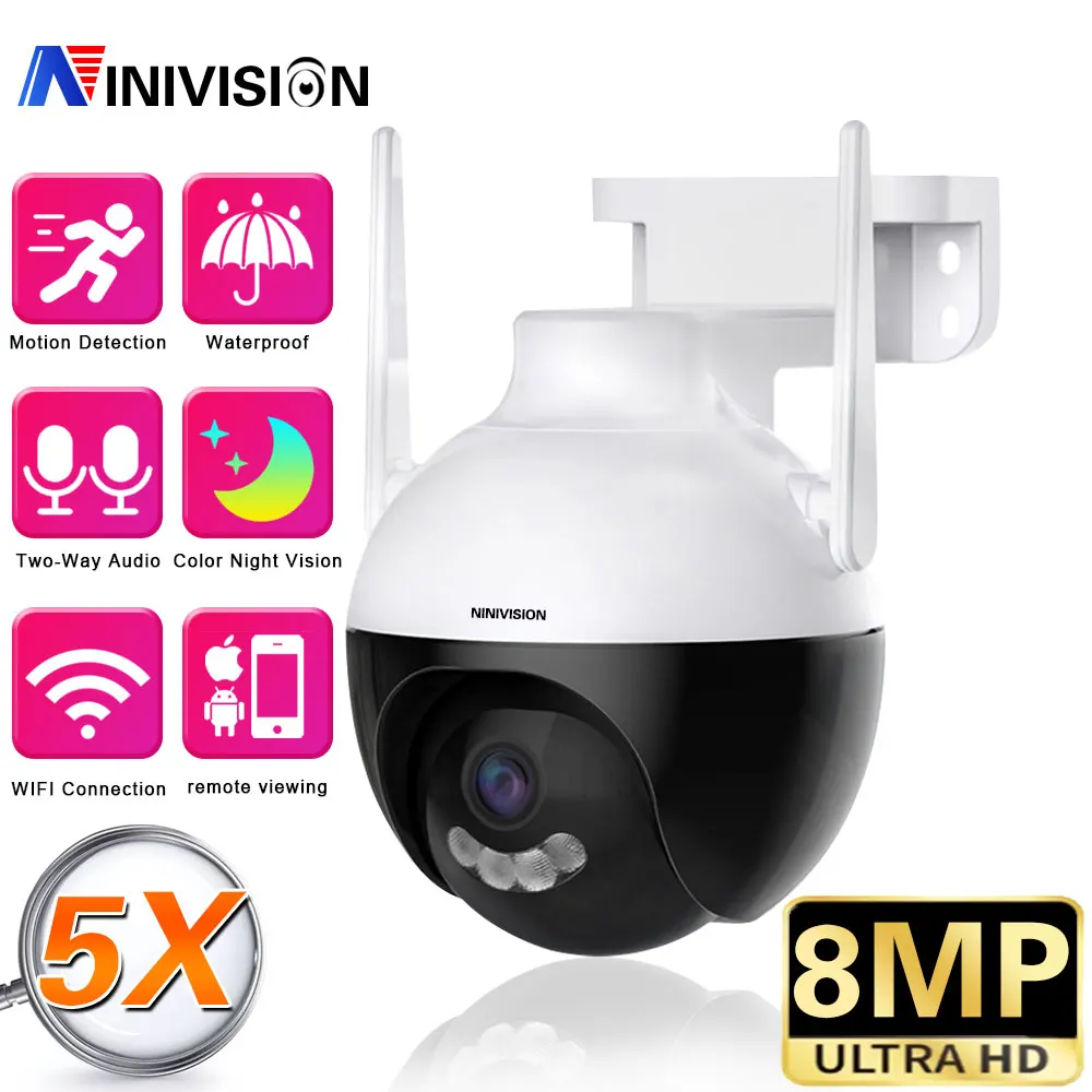 

8MP 4K Color Night Vision 5X PTZ IP Camera Outdoor Wireless Dome WIFI Surveillance AI Human Detection CCTV Security Cam ICsee