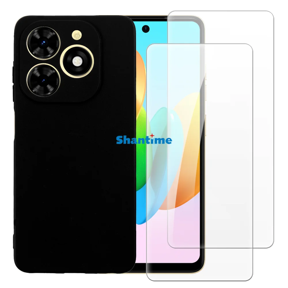 Мягкий чехол + комплект из 2 защитных пленок закаленного стекла для Tecon Spark 20 5G