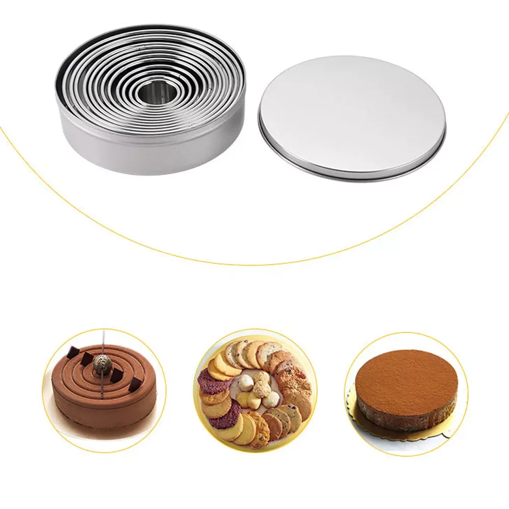 

12pcs Stainless Steel Mousse Circle Round Cookie Biscuit Cutters DIY Cake Dessert Pastry Mold Fondant Mould Baking Tool