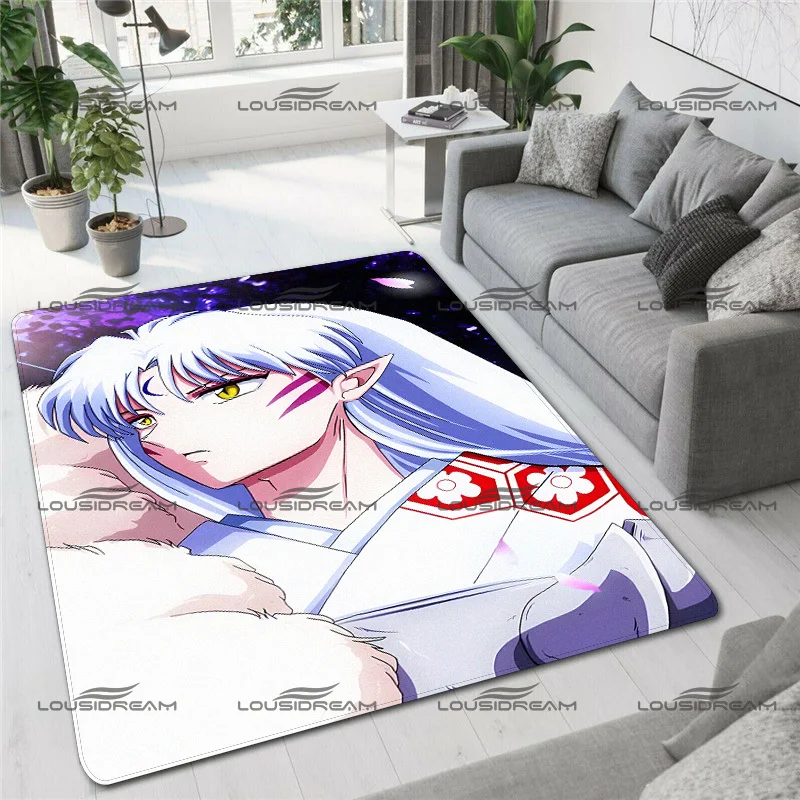 

Classic Animated Inuyasha Carpet Square Flannel Wolf Monster Rugs Modern Home Living Room Floor Mats Bedroom Carpet