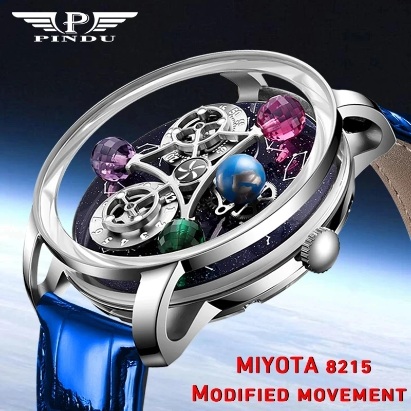 PINDU DESIGN Mens Watches Top Brand Luxury Miyota 8215 Modified Movement JacobCo Astronomia Mechanical Watch Roulette Baselworld