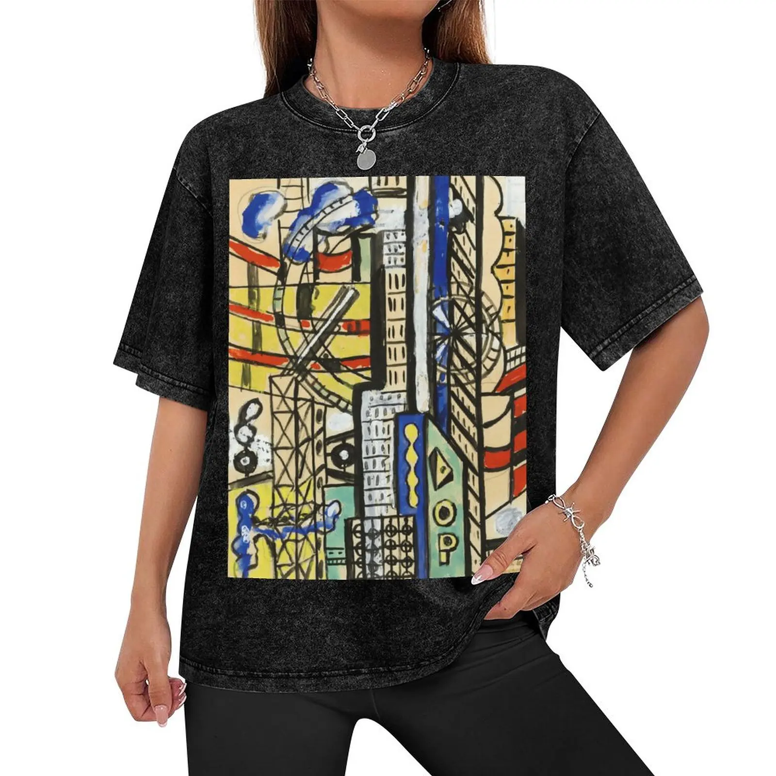Фото Футболка Fernand Leger Souvenir de New York, синие арочные черные винтажные футболки больших размеров, мужская одежда №2