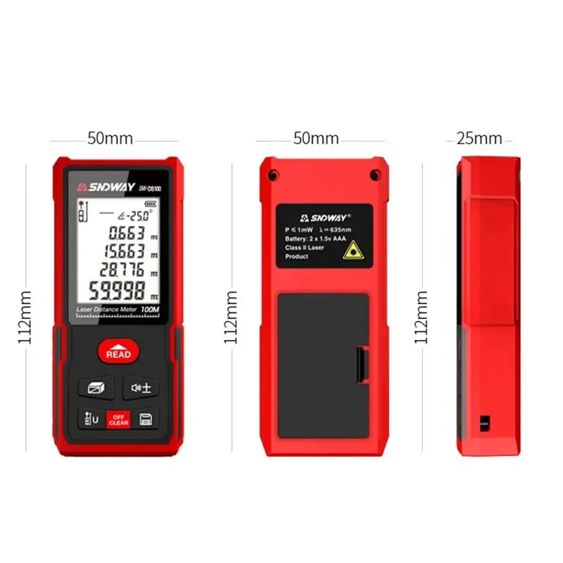 Лазерная рулетка дальномер 50/70/100/120 м