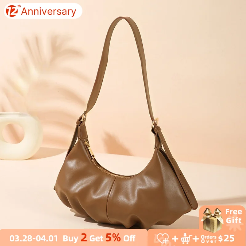 

Luxury Design Women's Hobos Shoulder Bags Fashion Quality PU Leather Ladies Underarm Bag Elegant Female Small Tote Purse Handbag