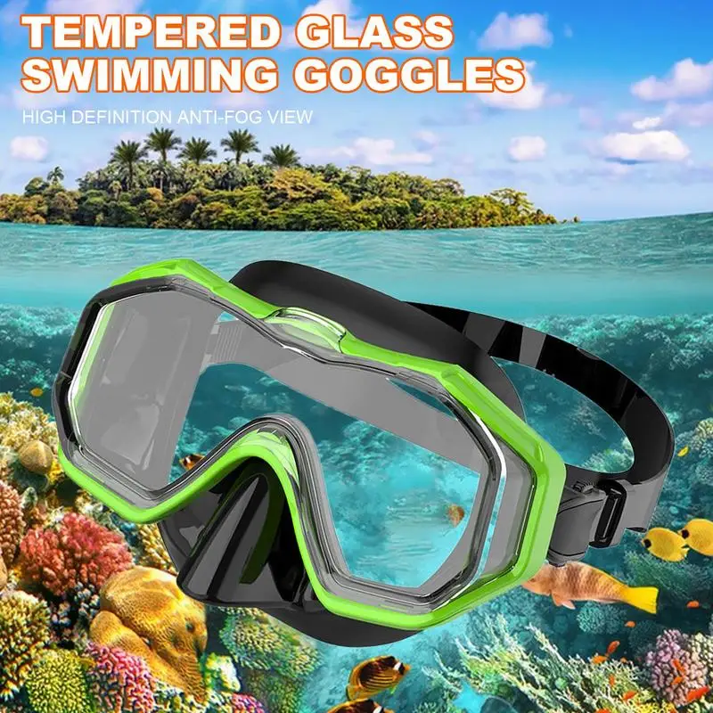 Фото Swimming Goggles With Nos Cover Anti-Fog Clear Diving Scuba Snorkel Goggles Snorkeling Gear Pool Goggles Waterproof Kids Adult №3