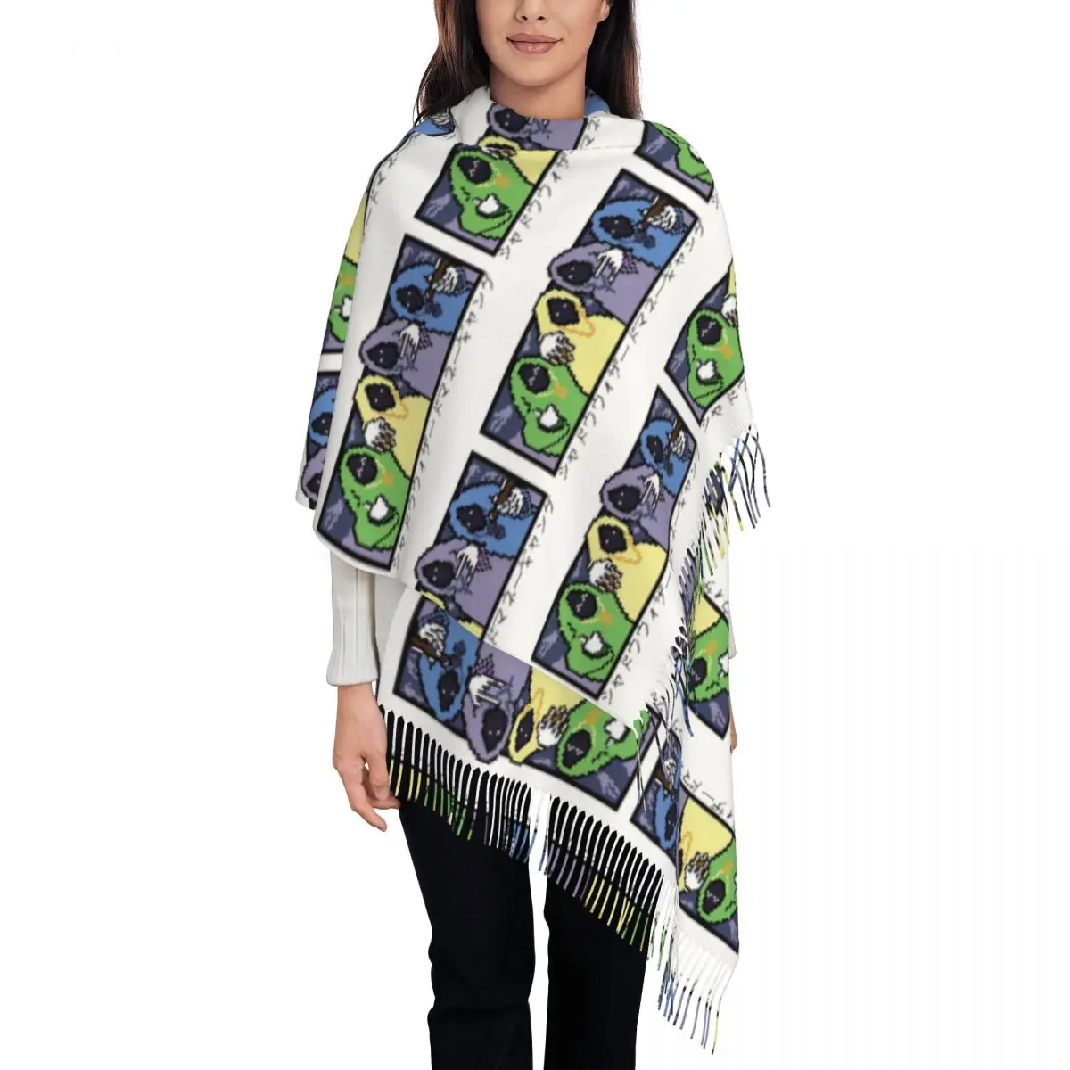 Shadow Wizard Money Gang Pixel Art Шарф Шарфы с кисточками Женские мягкие теплые шали и накидки