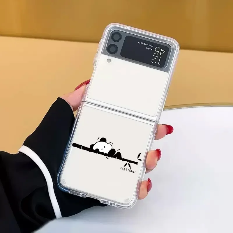 Прозрачный складной чехол для телефона с рисунком панды Samsung Galaxy Z Flip 5 ZFlip 6