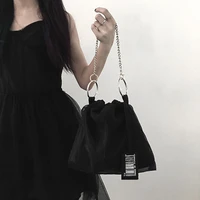 women bag dark style spring square nylon chains solid zipper soft shoulder bag handbag pures and bags crossbody girls bag