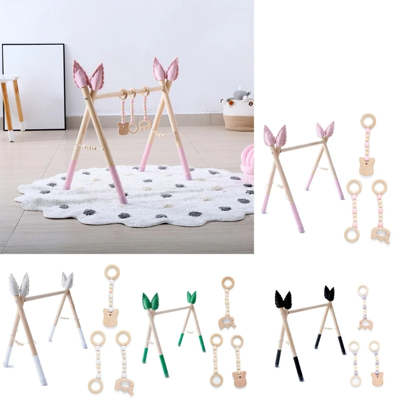 

1Set Wooden Gym Solid Fitness Frame Rack Hanging Pendant Baby Toys Kit BPA Free Toddler Infant Room Decorations