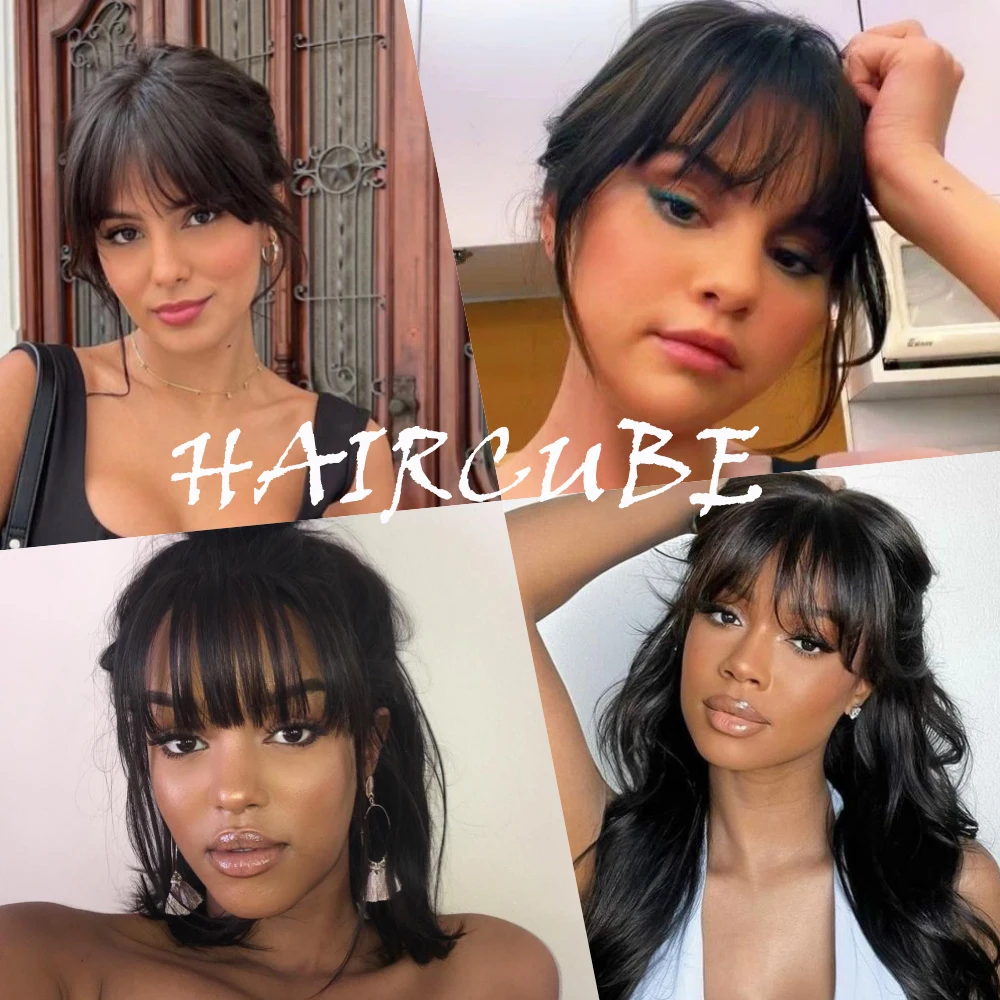 100% человеческие волосы челки заколка для волос в челке натуральные черные