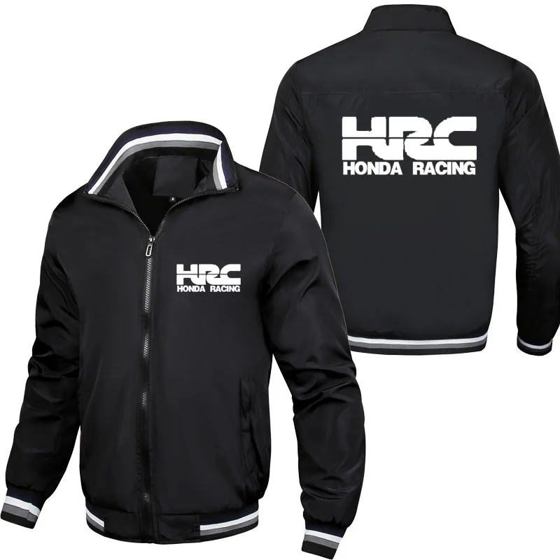 

Spring Autumn Casual sports Men's zipped jacket HRC car logo print Racing suit Outdoor windproof fashion striped men's top