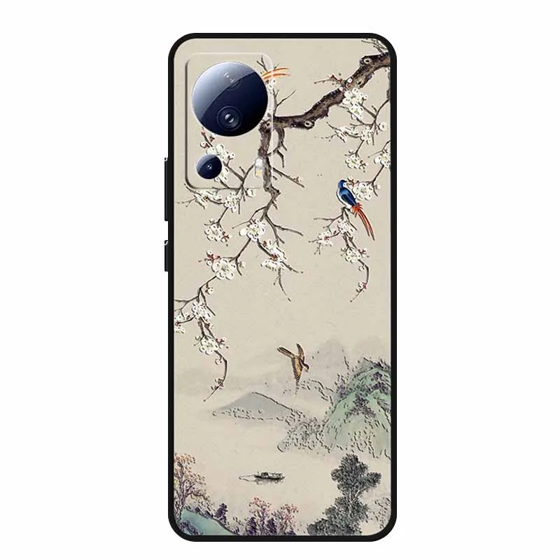 Чехол с 3D цветком для Xiaomi 13 Pro Lite тиснением мягкая силиконовая задняя крышка