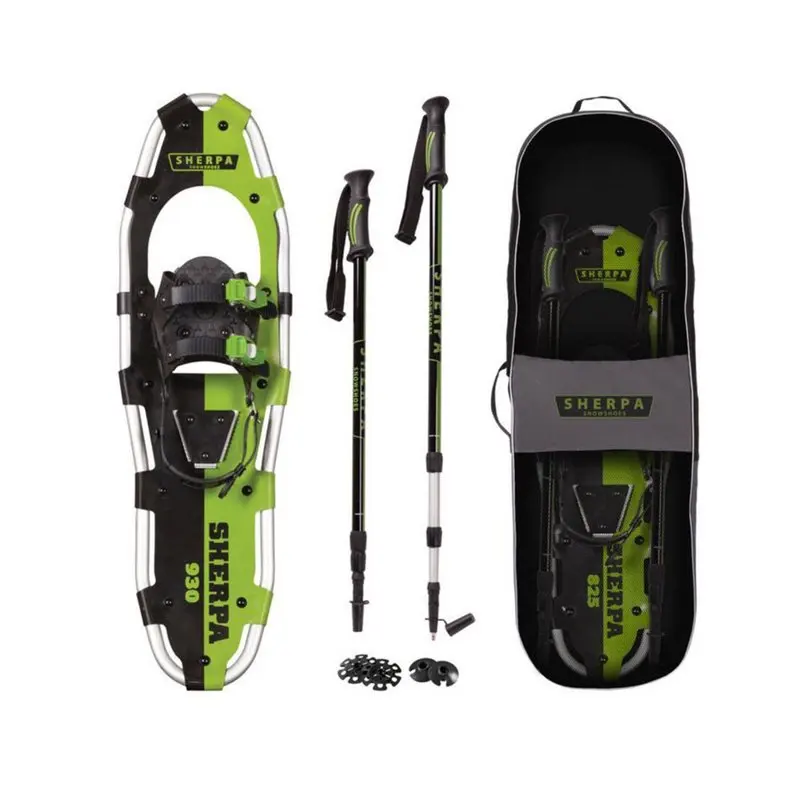 

Yukon Charlie's Sherpa 8" x 25" Hiking Snowshoe Kit w/ Poles & Bag, Green