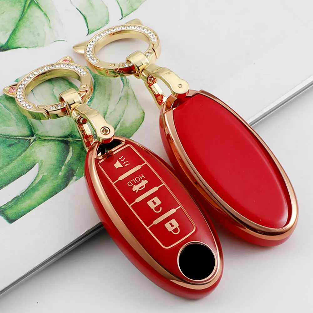 

Чехол из ТПУ для автомобиля 4 чехол для ключей с кнопками для Nissan Sentra Leaf Rogue Sunny, Versa, X-Trail Qashqai GT-R Kicks для Infiniti