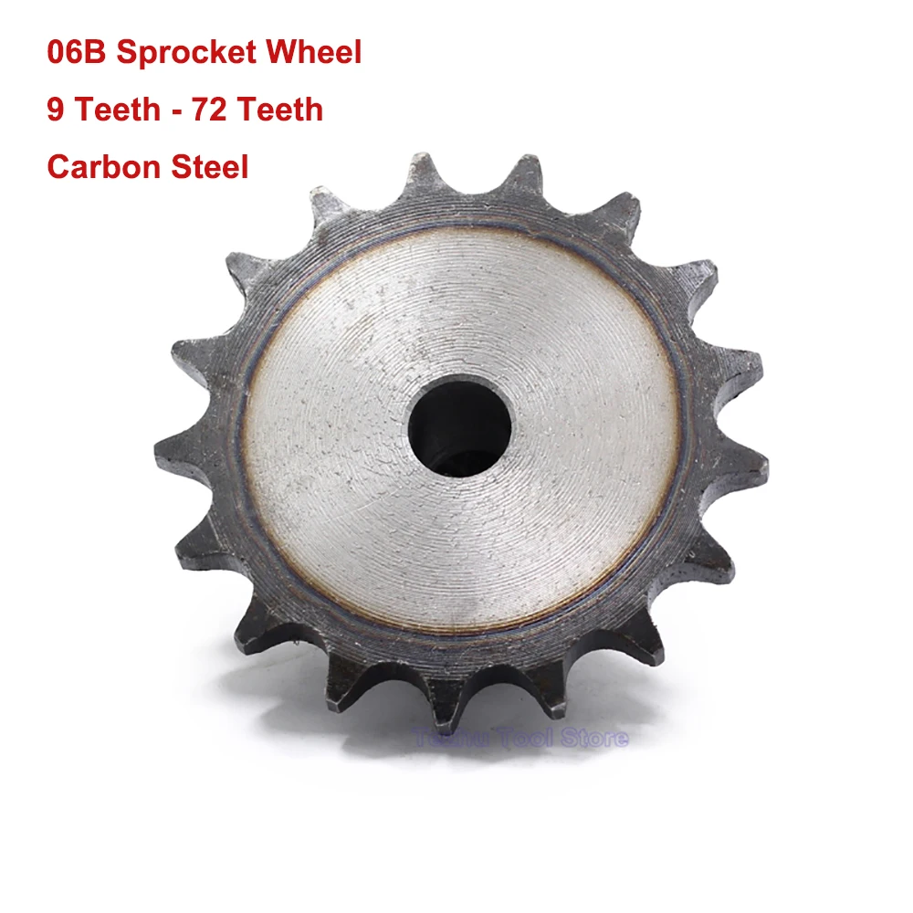 

1Pcs 45# Steel 06B Sprocket Wheel 9 Teeth - 72 Teeth Industrial Motor Chain Gear Drive Process Bore Transmission Parts