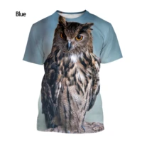 new fashion owl 3d printing t shirt mens and womens summer casual short sleeved animal t shirt