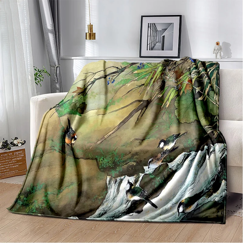 

Custom made blanket with Chinese blanket sofa bed picnic and camping blanket gift light and warm for home landscape painting