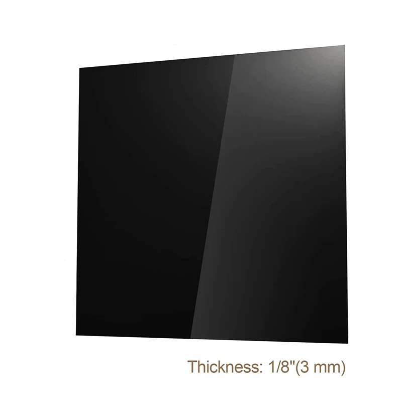 

Square Acrylic Sheet Black Cast Plexiglass Panel 1/8" Thick (3mm) Plastic Board With Protective Paper For Signs DIY Display