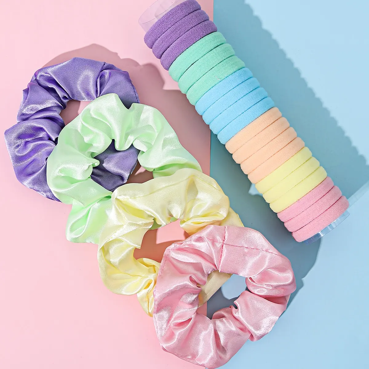 

Women Girls Headband Set Satin Scrunchies 4cm Elastic Hair Bands Ponytail Holder Ties Rubber Bands Hair Accessories Headwear