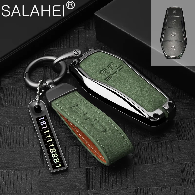 

Zinc Alloy Car Remote Key Fob Case Cover Holder For BYD Song Plus Atto 3 Han EV Tang DM Qin Seal Dolphin Keychain Accessories