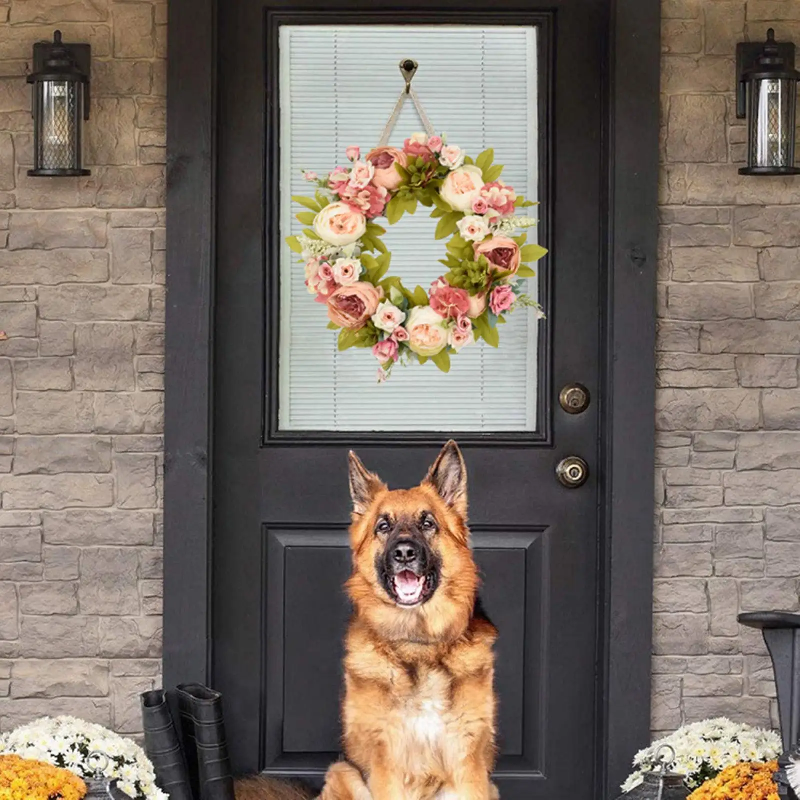 

Весенне-летние искусственные цветочные венки, уличные зеленые дверные декорации, 18 дюймов