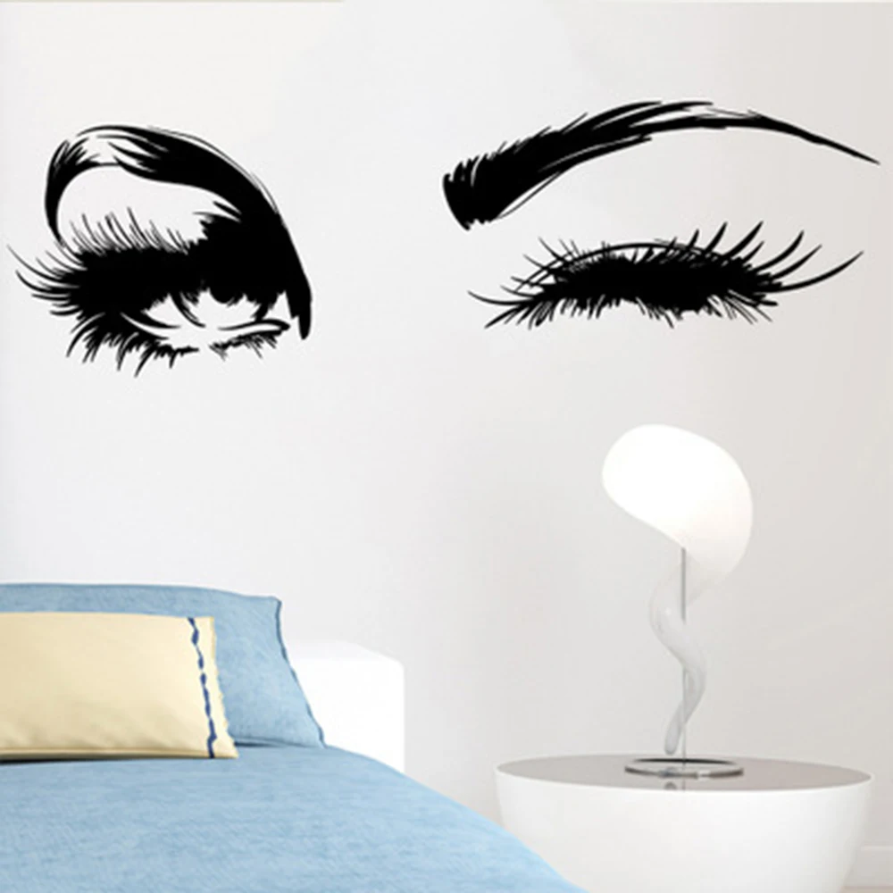 

DIY Vinyl Pretty Eyelashes Eye Wall Sticker Beauty Art Wall Decals for Beauty Salon Wallpaper Murals Home Decoration Poster