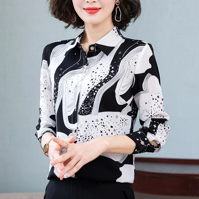 Женская модная шифоновая блузка с цветочным принтом темпераментная приталенная