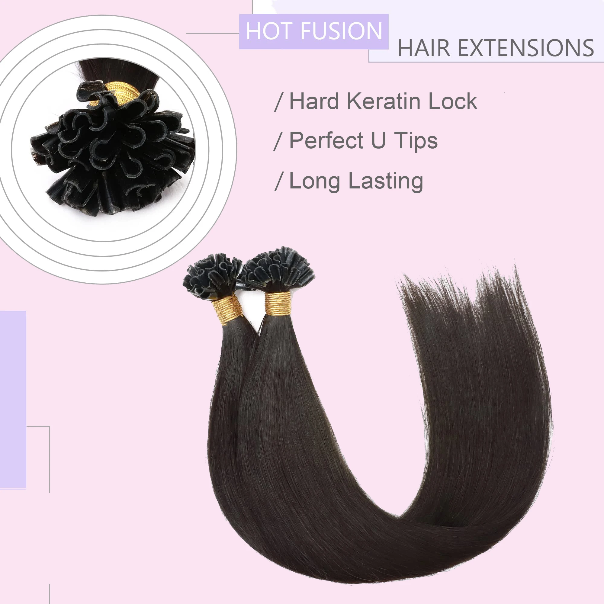 Кератиновые Человеческие Волосы U-Tip Прямые Бразильские Remy Натуральный Цвет Без