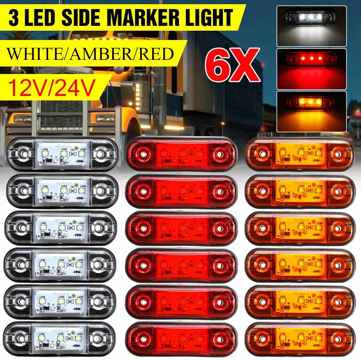 

12V 24V LED Side Marker Lights Car External Strobe Lights Warning Tail Light Signal Brake Lamps For Truck Trailer Lorry Bus