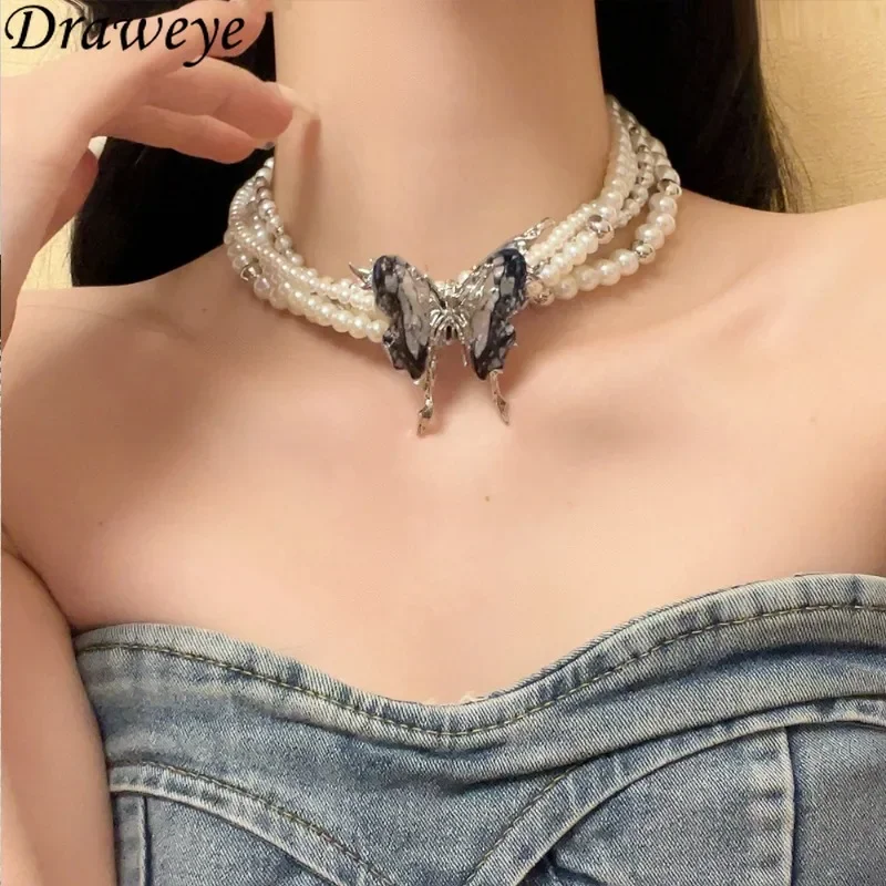 Многослойные жемчужные ожерелья Draweye Y2k для женщин модные ювелирные изделия в