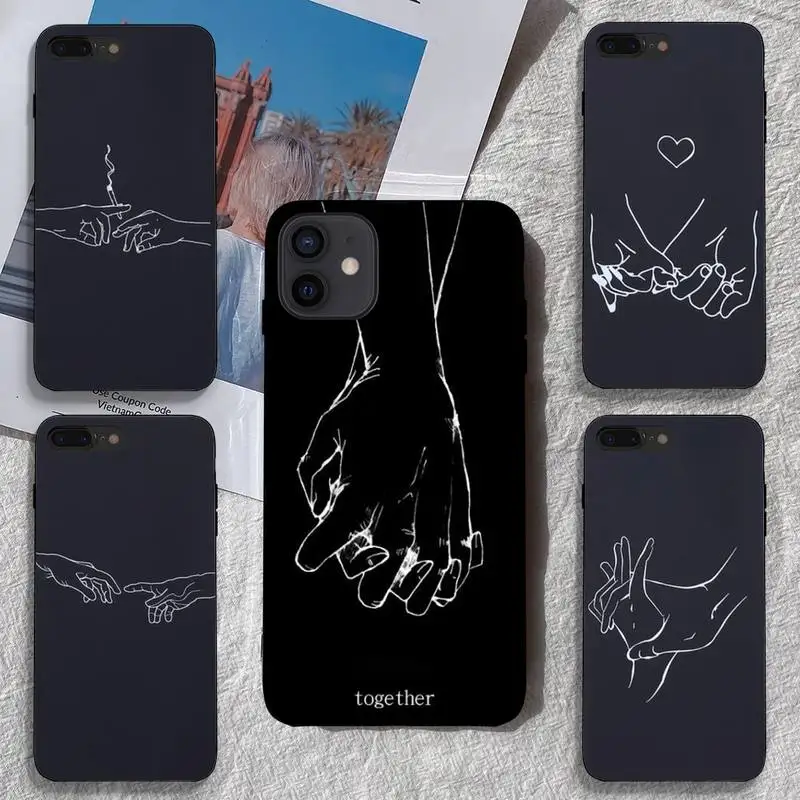 

Lover Hand Line Simple Phone Case Fundas Shell Cover For Iphone 6 6s 7 8 Plus Xr X Xs 11 12 13 Mini Pro Max