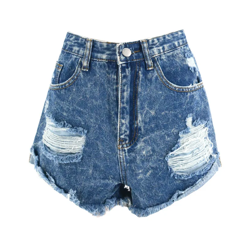 2021 Snowflake Hole Micro Fringed Denim Shorts Women Ripped Edge Crimping Fashion Casual Short Jeans with Pockets Slim Female