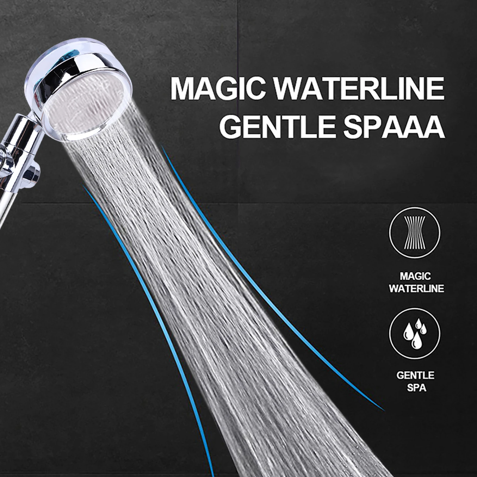

2022 Shower Head Water Saving Flow 360 Degrees Rotating With Small Fan ABS Rain High Pressure spray Nozzle Bathroom Accessories