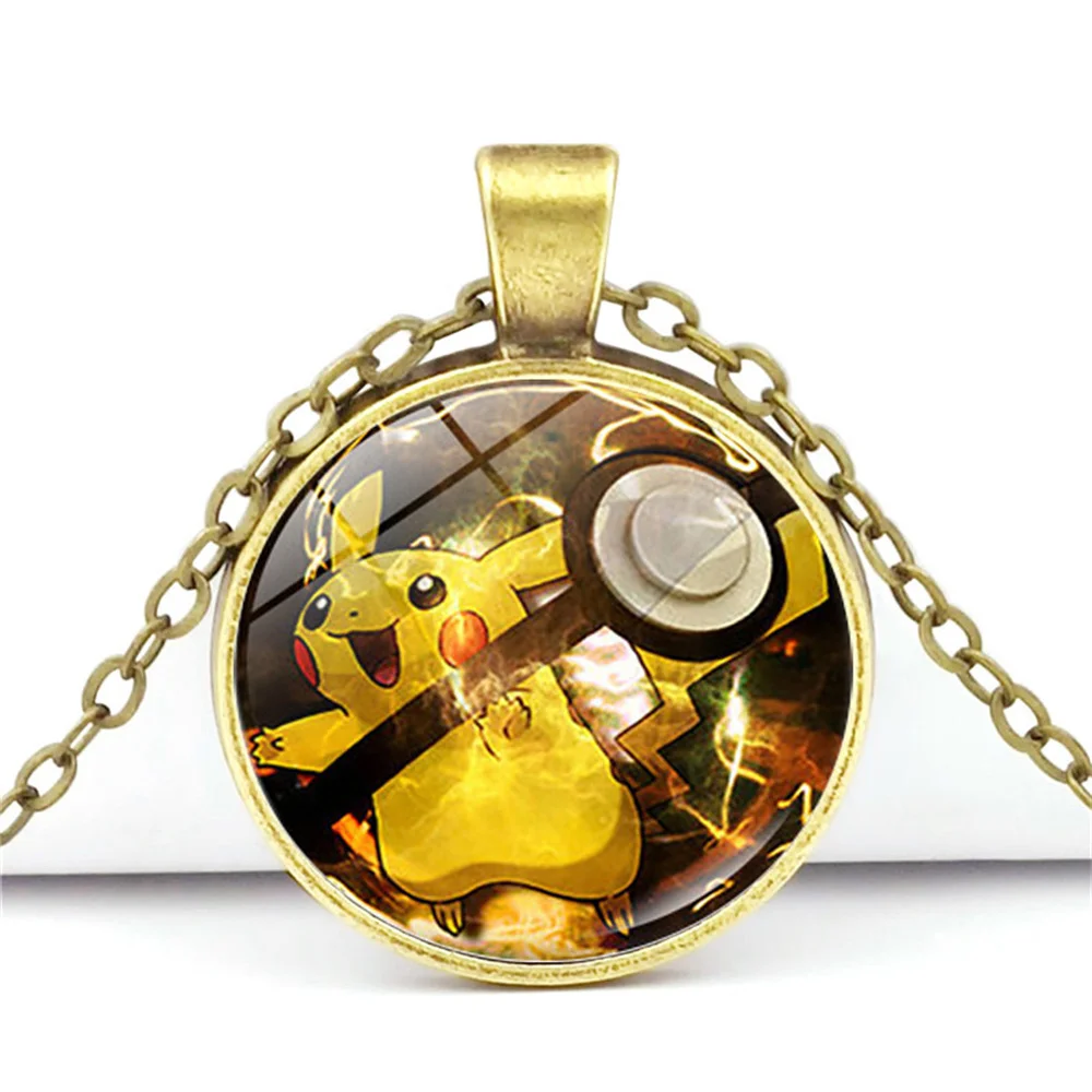 Ожерелье с аниме покемоном Пикачу мультяшное ожерелье кулоном из сплава цепочка