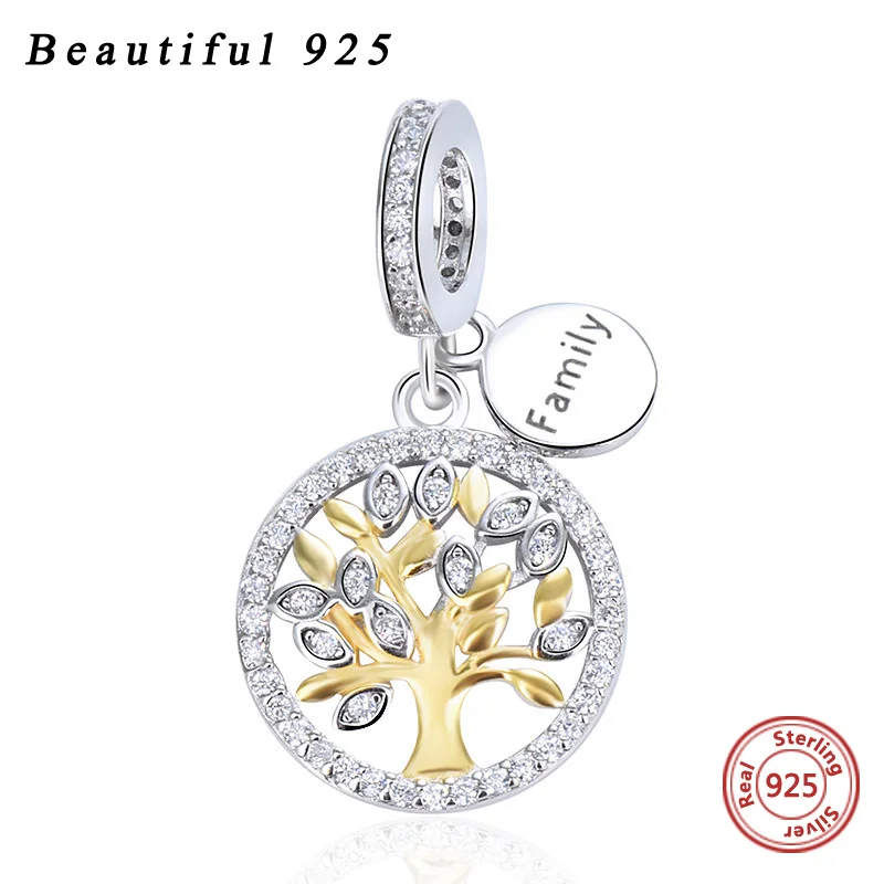 

925 Sterling Silver Tree Of Life Beads Accessories DIY Fine Jewelry Family Pendant For Women High Quality Wholesale