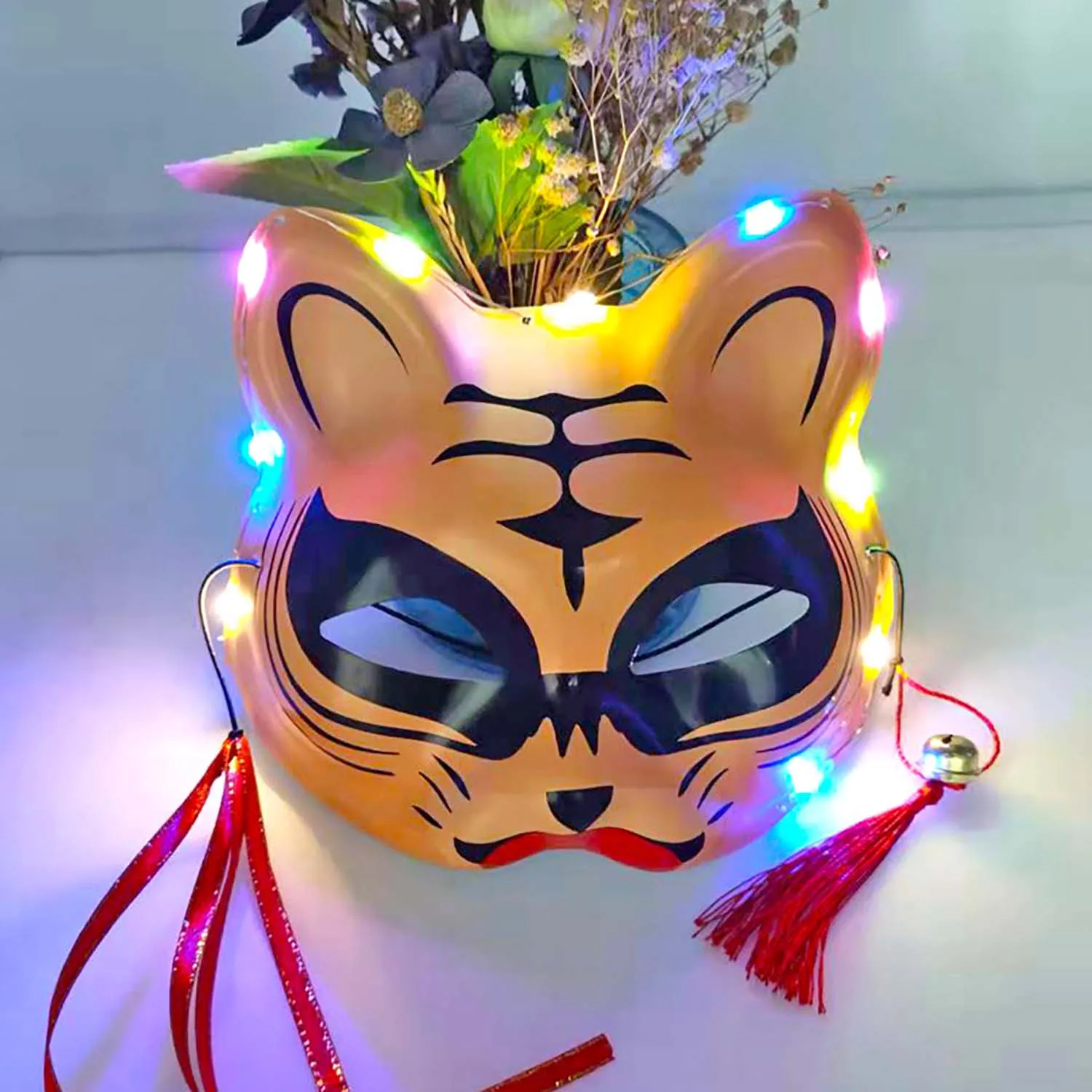 Животные лиса тигр кот косплей маски для взрослых со светодиодсветильник