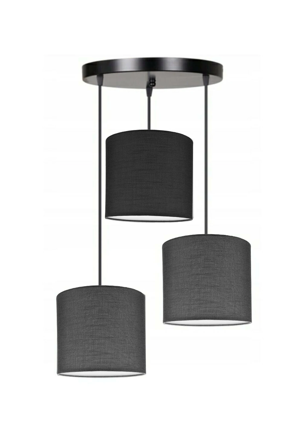 3 Heads 2 Dark Gray 1 Black Cylinder Fabric Lampshade Pendant Lamp Chandelier Modern Decorative Design For Home Hotel Office Use
