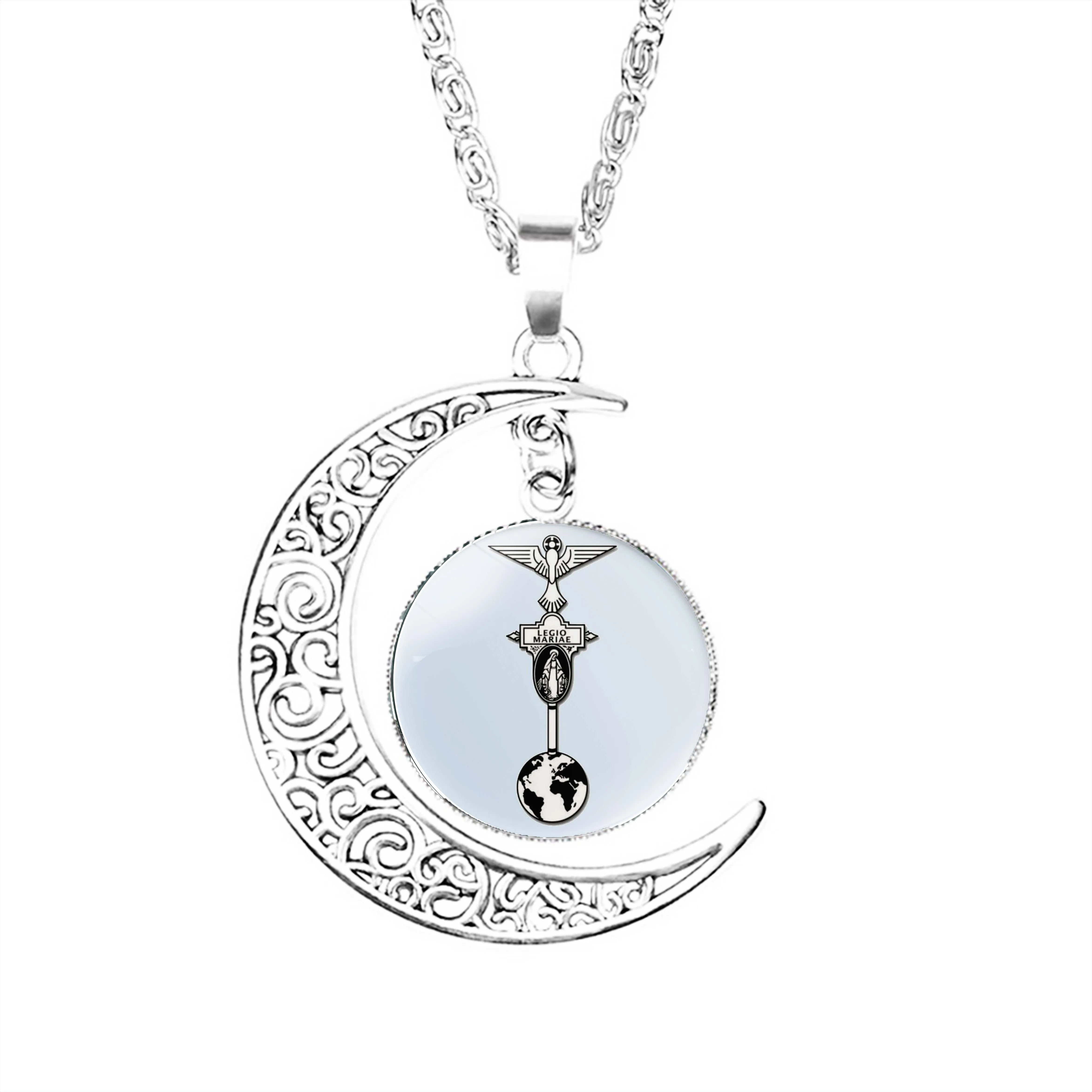 

Legion Of Mary Marijina Legija Legio Mariae Moon Necklace Lovers Gifts Girls Men Lady Crescent Jewelry Charm Jewelry Fashion