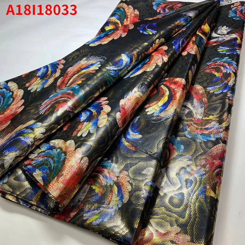 

2022 Ankara African New Arrival Multicolor Soft Feel Printed polyester cotton Bazin Cloth Wedding Fabric A1818033