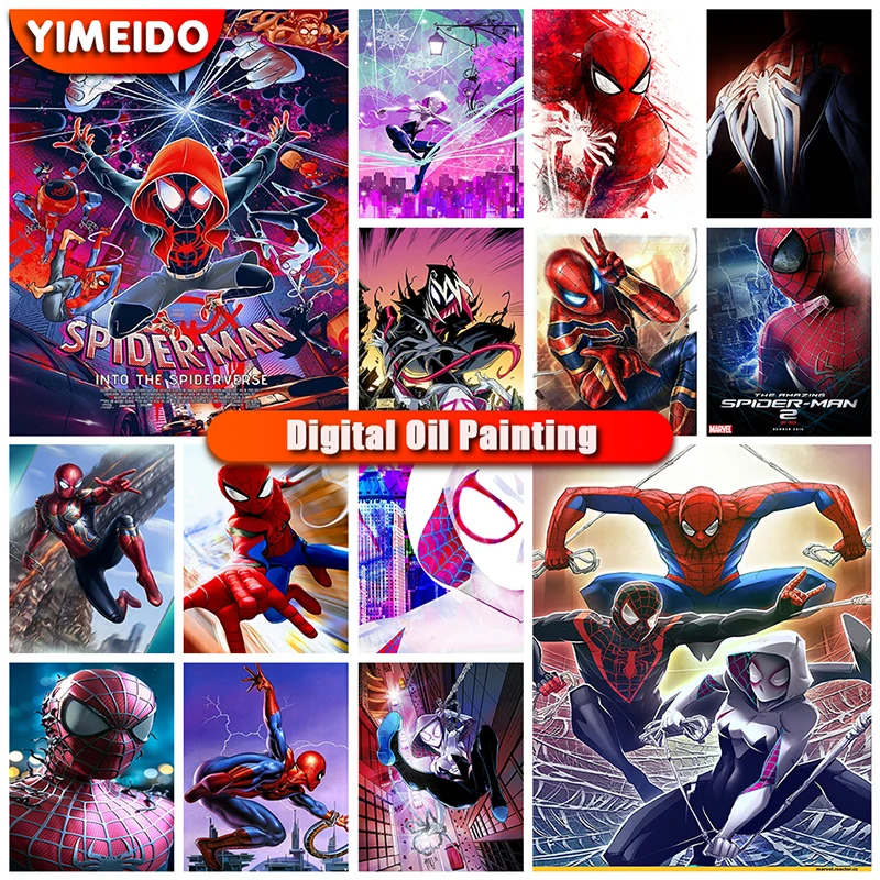 

Disney Paint By Numbers for Adults Kids Handpainted Marvel Spiderman Oil Painting By Numbers Cartoon Canvas Drawing DIY Gift