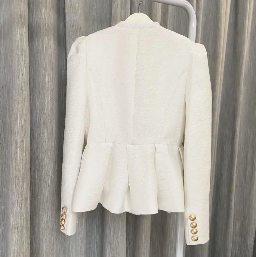 Женская короткая куртка с пышными рукавами и круглым вырезом новая весенняя