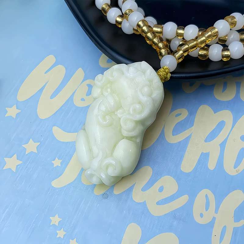 1 шт. натуральный нефрит Pixiu кулон ожерелье талисманы дизайнерские аксессуары