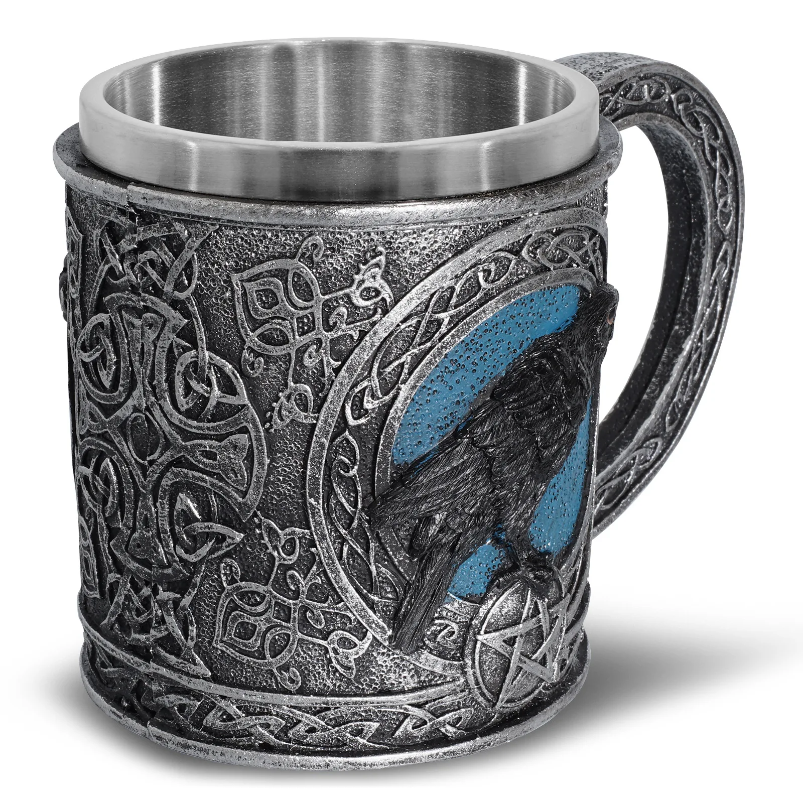 Nordic Viking Odin raven star Tankard Raven beer glass retro stainless steel wine glass bar Christmas gift