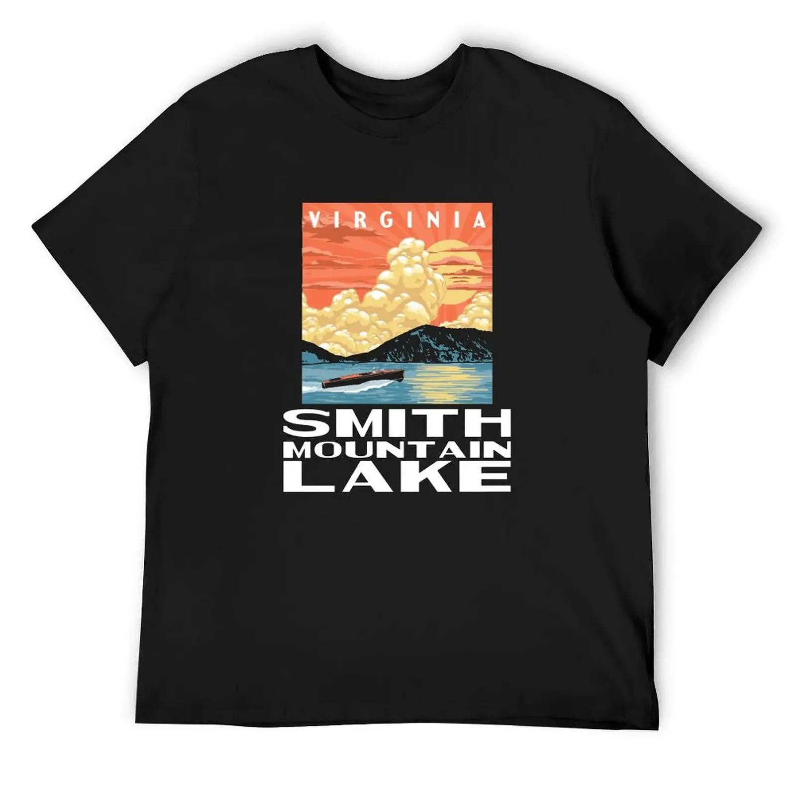 Винтажная футболка Smith Mountain Lake Virginia Boat WPA в стиле плаката однотонные футболки для